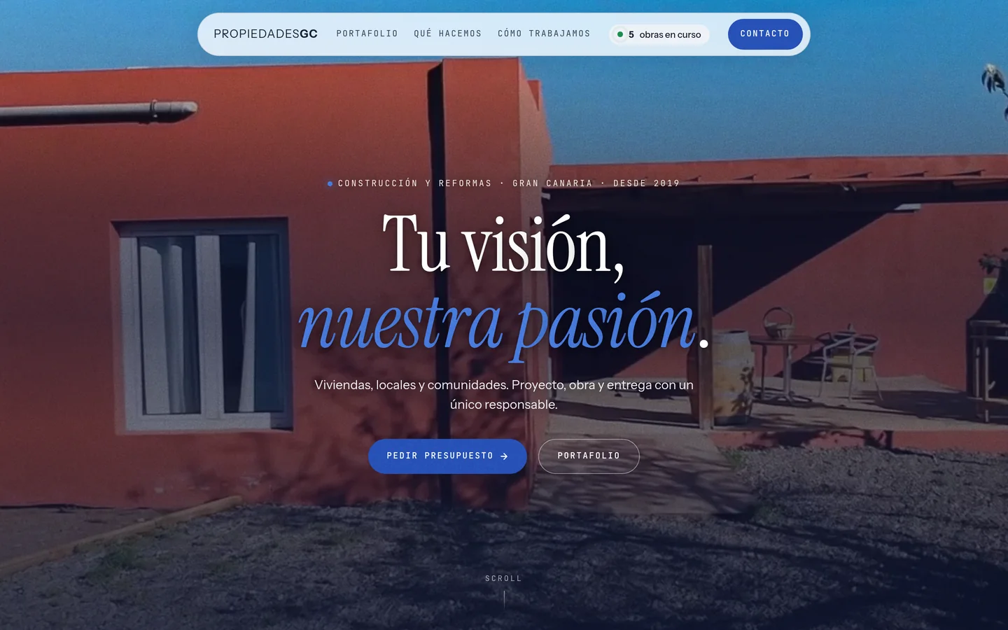 Portada de la web de Propiedades GC